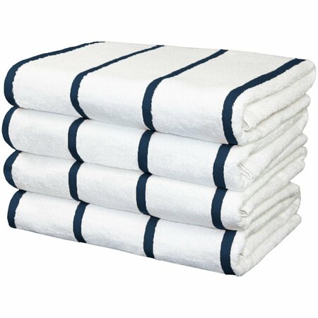 MONARCH BRANDS Las Rayas Towels - Navy, 4PK PNP-BT-HS3060-15NV